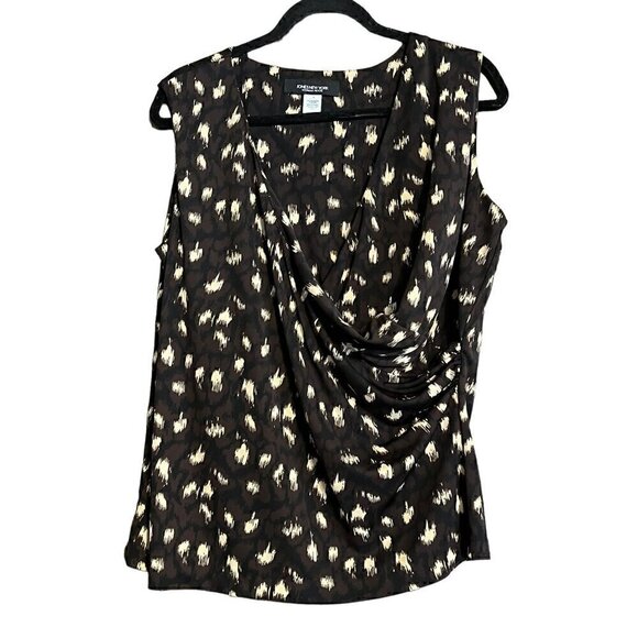 Women's Jones New York Petite 1X Brown & Cream Sleeveless Top - Picture 1 of 5